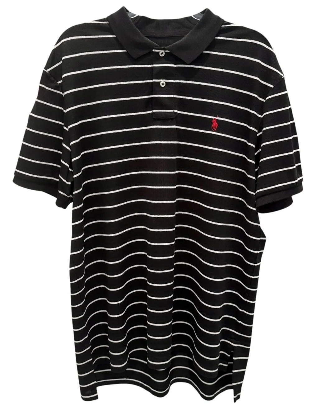 Polo Ralph Lauren Performance Black & White Stripe Polo Shirt XL Mens